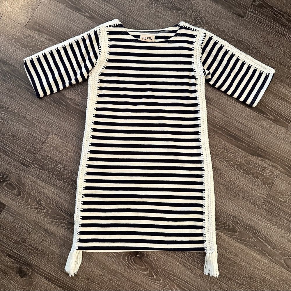 Pepin Nautical Stripe Fringe Detail Dress